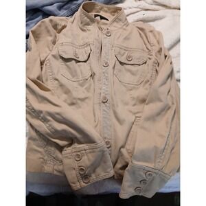 Express Tan Cotton Jacket‎ Womens Small Moto Biker 4 Pocket